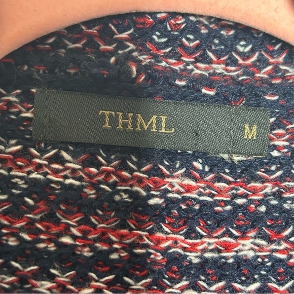 THML Colorblock Red, Navy, & White Draped Front Cardigan - Picture 10 of 12